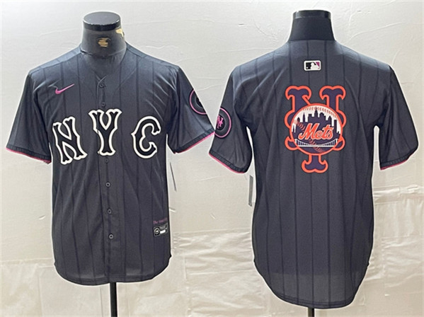 New York Mets Team Big Logo Graphite 2024 City Connect Limited Stitched Jersey