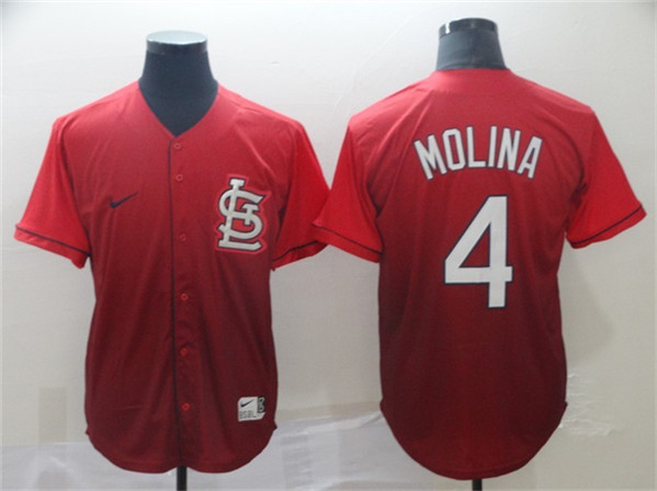 St. Louis Cardinals #4 Yadier Molina Red Fade Stitched Jersey