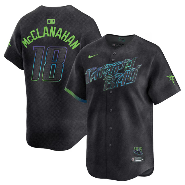 Tampa Bay Rays #18 Shane McClanahan Charcoal 2024 City Connect Limited Stitched Jersey