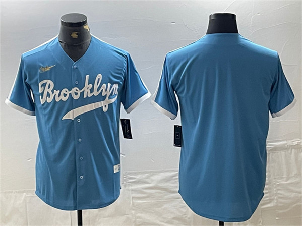 Los Angeles Dodgers Blank Light Blue Throwback Cool Base Stitched Jersey