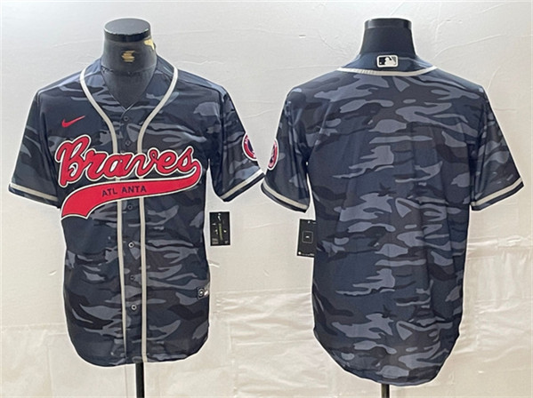 Atlanta Braves Blank Gray Camo Cool Base With Patch Stitched Jersey