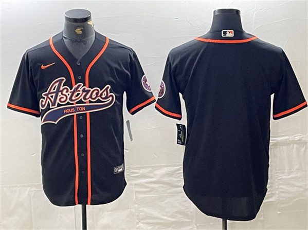 Houston Astros Blank Black With Patch Cool Base Stitched Jersey