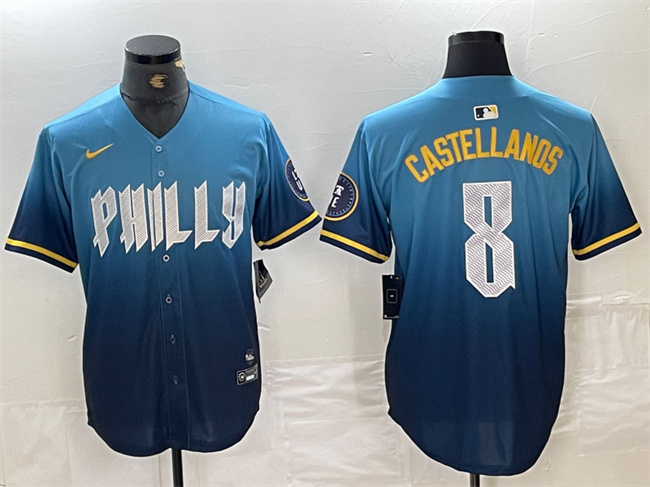 Philadelphia Phillies #8 Nick Castellanos Blue 2024 City Connect Limited Stitched Jersey
