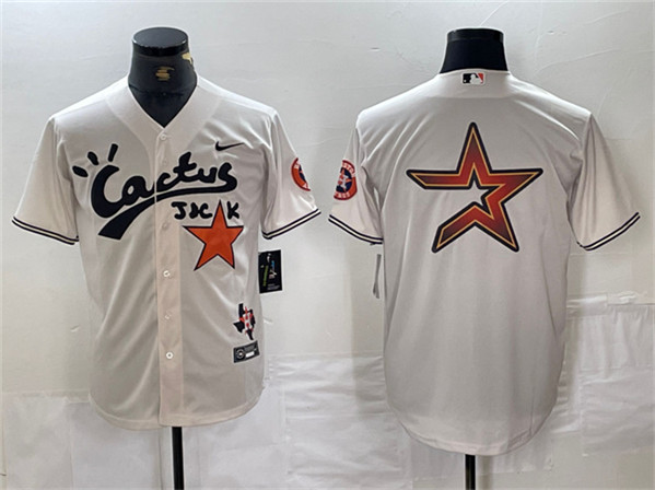 Houston Astros Team Big Logo Cream Cactus Jack Vapor Premier Limited Stitched Jersey