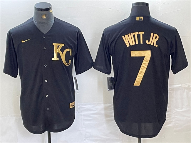 Kansas City Royals #7 Bobby Witt Jr. Black Cool Base Stitched Jersey
