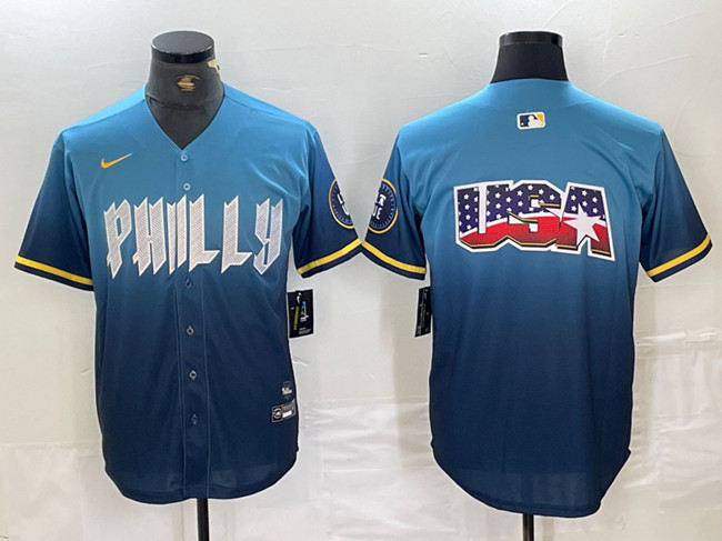 Philadelphia Phillies Blue Team Big Logo 2024 City Connect Limited Stitched Jersey