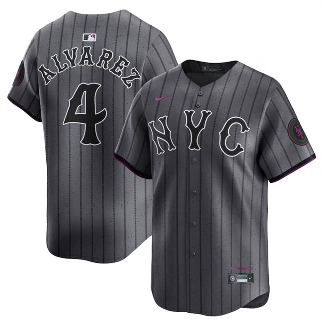 New York Mets #4 Francisco Alvarez Graphite 2024 City Connect Limited Stitched Jersey