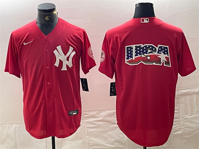 New York Yankees Red Team Big Logo Cool Base Stitched Jersey