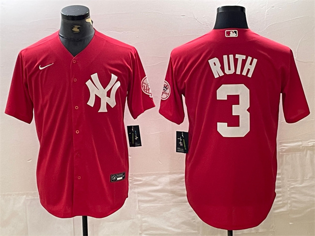 New York Yankees #3 Babe Ruth Red Cool Base Stitched Jersey