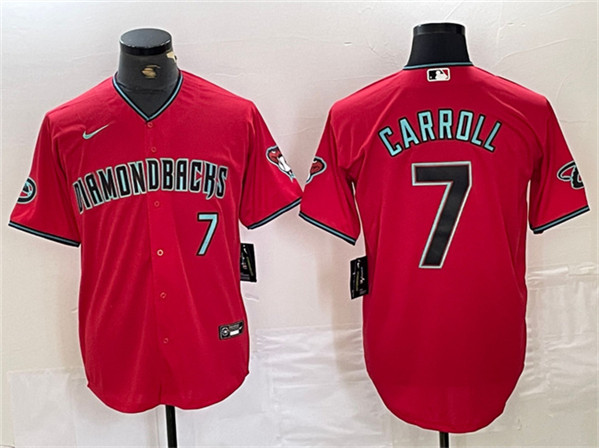 Arizona Diamondbacks #7 Corbin Carroll Red With Patch Cool Base Stitched Jersey