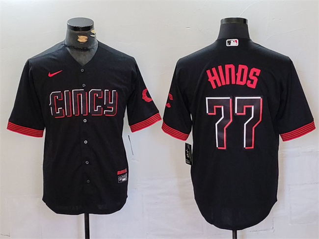 Cincinnati Reds #77 Rece Hinds Black 2023 City Connect Cool Base Stitched Jersey