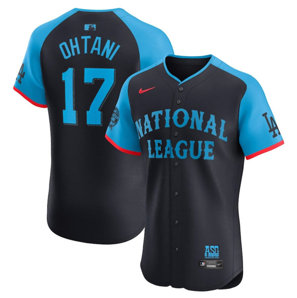 National League #17 Shohei Ohtani Navy 2024 All-Star Elite Stitched Jersey