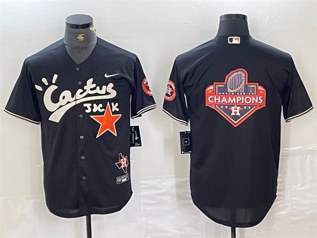 Houston Astros Team Big Logo Black Cactus Jack Vapor Premier Limited Stitched Jersey