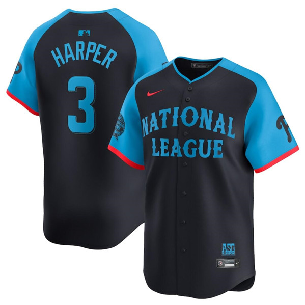 National League #3 Bryce Harper Navy 2024 All-Star Limited Stitched Jersey