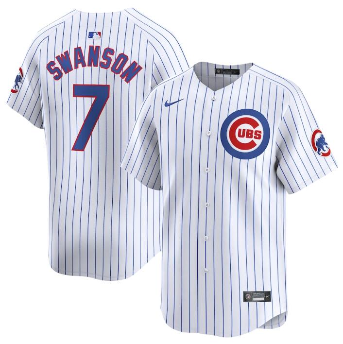 Chicago Cubs #7 Dansby Swanson White 2024 Home Limited Stitched Jersey