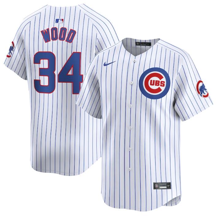 Chicago Cubs #34 Kerry Wood White 2024 Home Limited Stitched Jersey