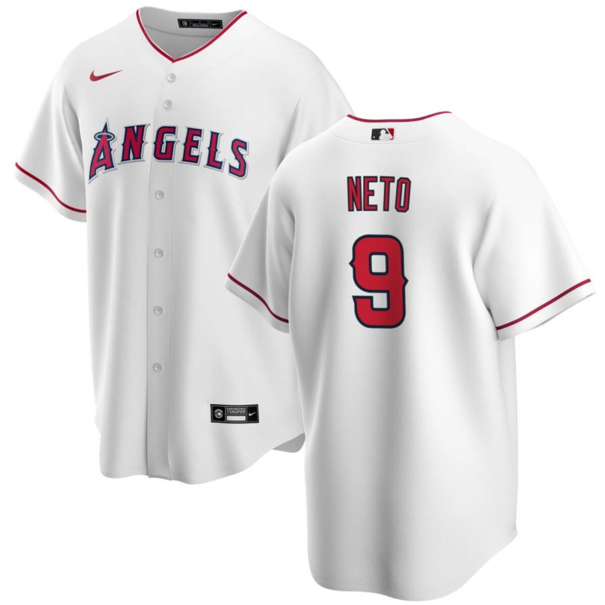 Los Angeles Angels #9 Zach Neto White Cool Base Stitched Jersey