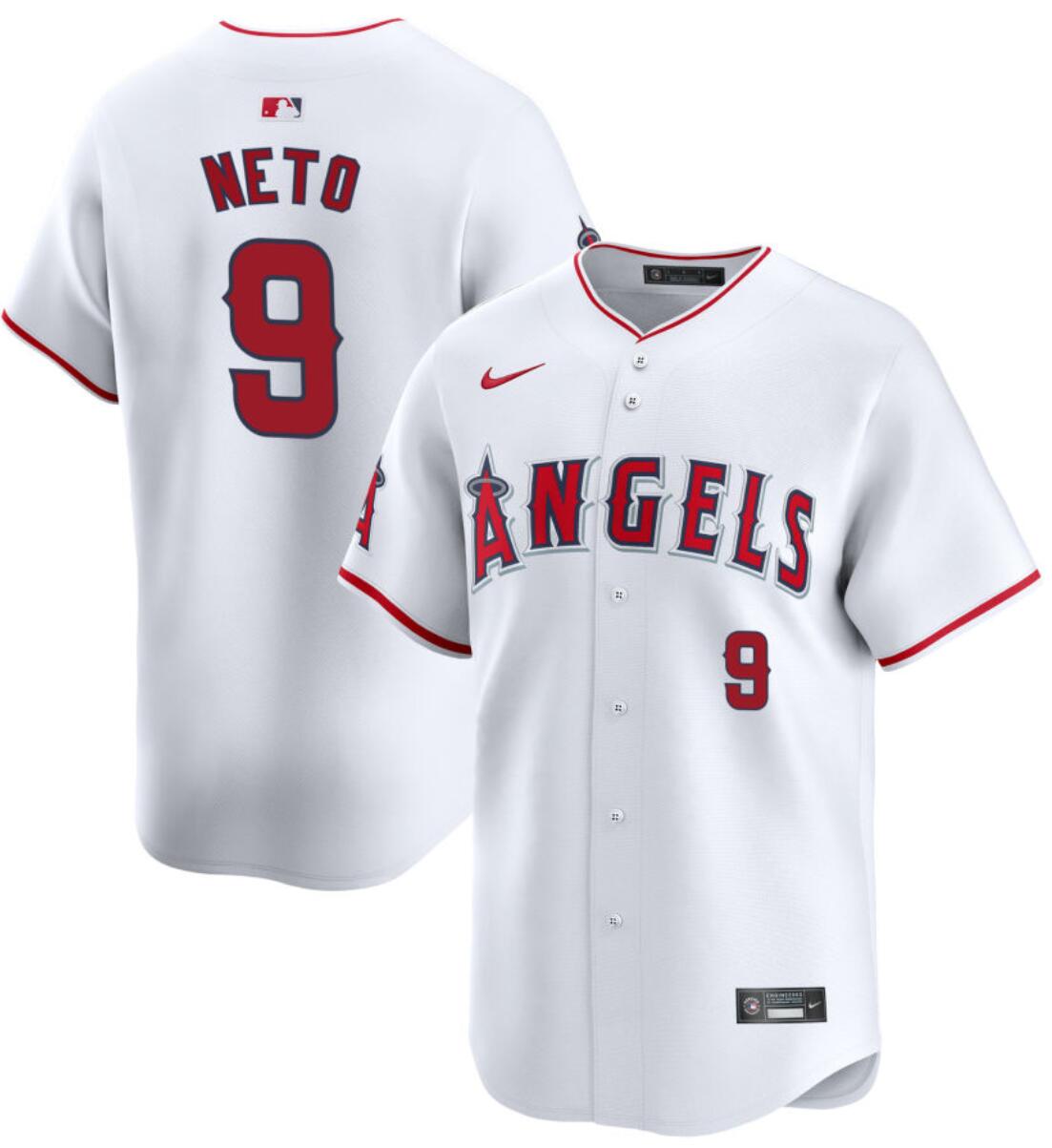 Los Angeles Angels #9 Zach Neto White 2024 Home Limited Stitched Jersey
