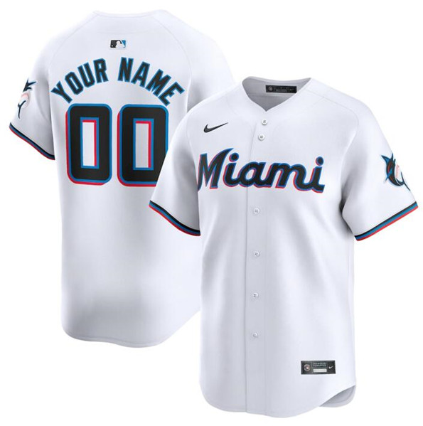 Miami Marlins Custom White 2024 Home Limited Stitched Jersey