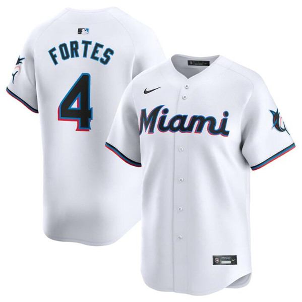 Miami Marlins #4 Nick Fortes White 2024 Home Limited Stitched Jersey