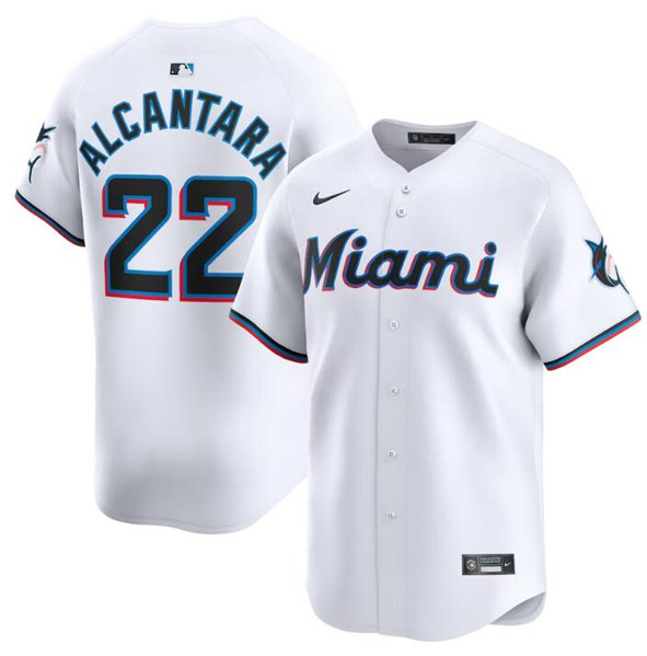 Miami Marlins #22 Sandy Alcantara White 2024 Home Limited Stitched Jersey