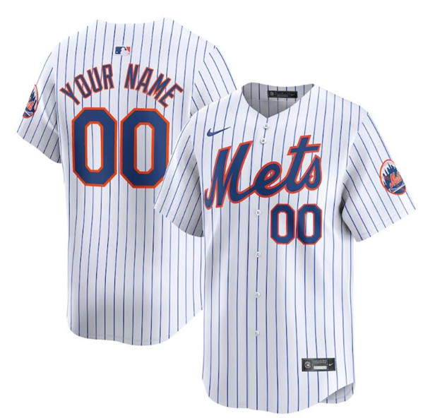 New York Mets Cutsom 2024 White Home Limited Stitched Jersey