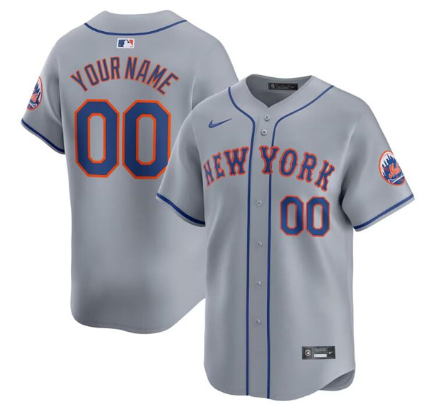 New York Mets Cutsom 2024 Gray Away Limited Stitched Jersey