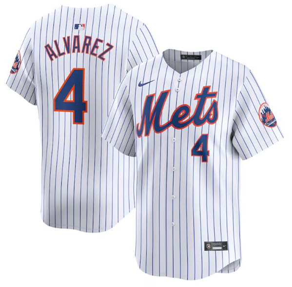 New York Mets #4 Francisco Alvarez White 2024 Home Limited Stitched Jersey