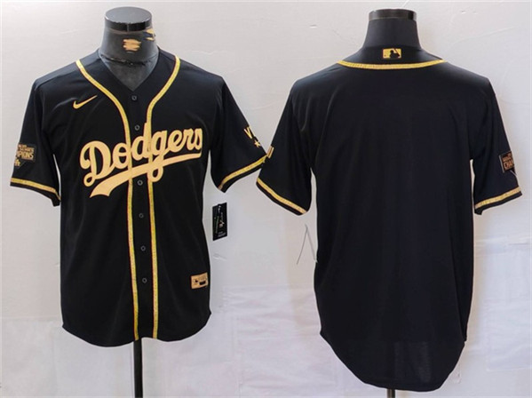 Los Angeles Dodgers Blank Black Gold World Series Champions Cool Base Stitched Jersey