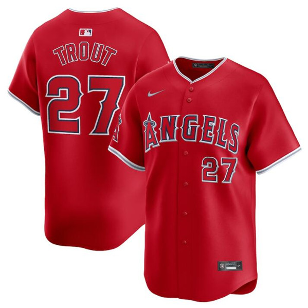 Los Angeles Angels #27 Mike Trout Red Alternate Limited Stitched Jersey