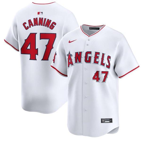 Los Angeles Angels #47 Griffin Canning White Home Limited Stitched Jersey