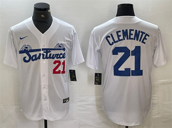 Santurce Crabbers #21 Roberto Clemente White Cool Base Stitched Jersey