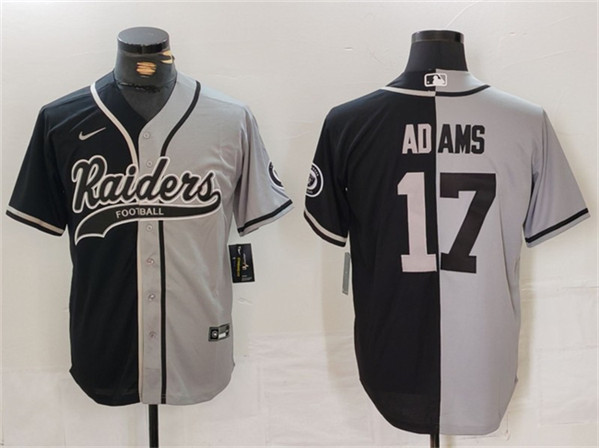 Las Vegas Raiders #17 Davante Adams Gray Black Split Cool Base Stitched Jersey