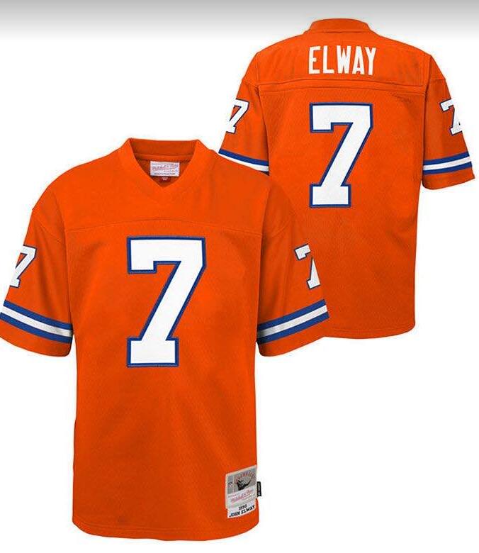 1990 Mitchell And Ness Orange Denver Broncos #7 John Elway Stitched Jersey