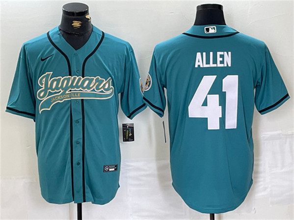Jacksonville Jaguars #41 Josh Allen Teal With Patch Cool Base Stitched Jersey