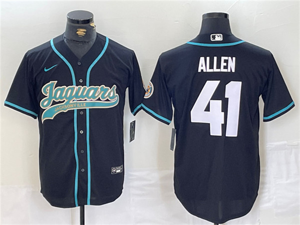 Jacksonville Jaguars #41 Josh Allen Black With Patch Cool Base Stitched Jersey