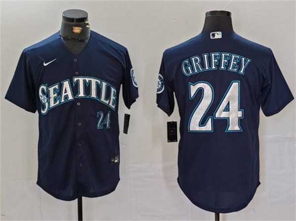 Seattle Mariners #24 Ken Griffey Jr. Navy Cool Base Stitched Jersey
