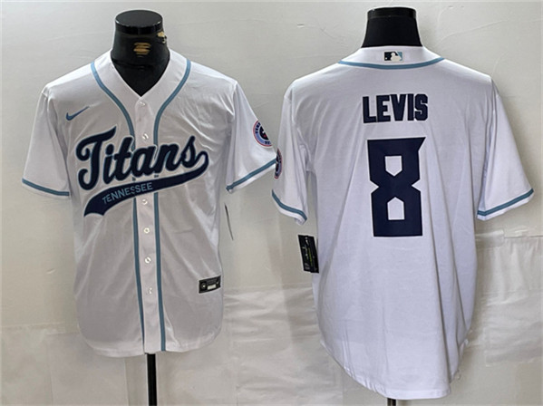 Tennessee Titans #8 Will Levis White With Patch Cool Base Stitched Jersey