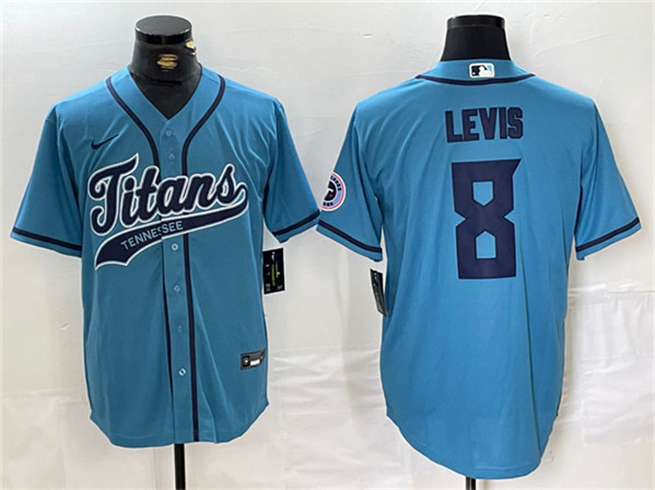 Tennessee Titans #8 Will Levis Blue With Patch Cool Base Stitched Jersey