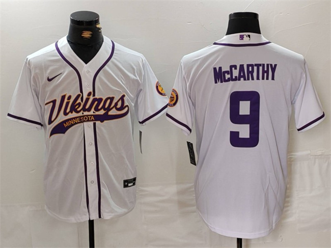 Minnesota Vikings #9 J.J. McCarthy White Cool Base Stitched Jersey