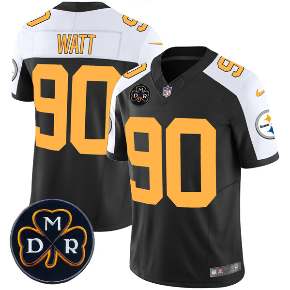 Pittsburgh Steelers #90 T. J. Watt Black F.U.S.E. DMR Patch Untouchable Limited Stitched Jersey