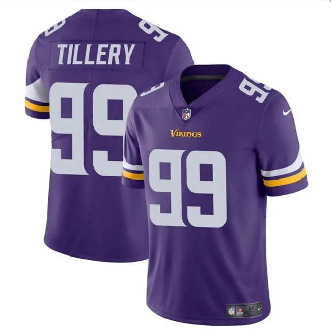 Minnesota Vikings #99 Jerry Tillery Purple Vapor Untouchable Limited Stitched Jersey
