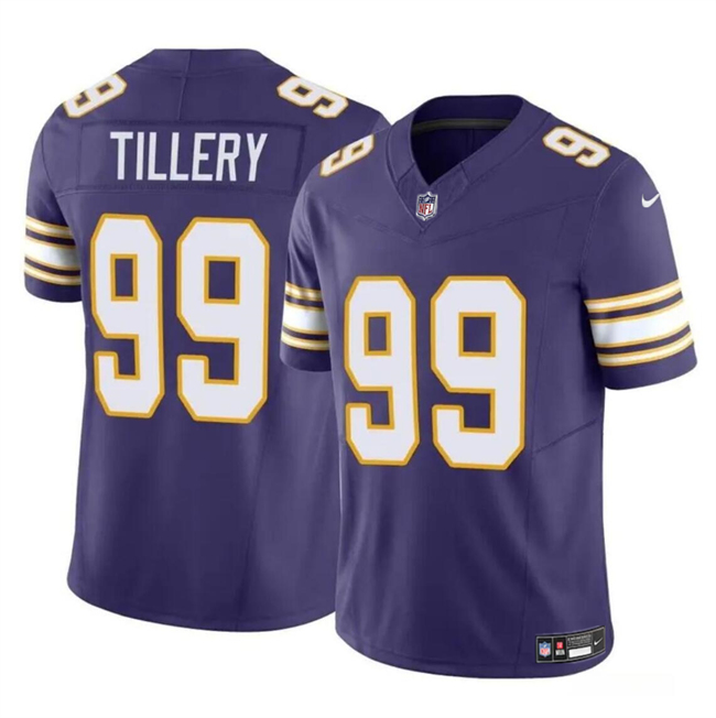 Minnesota Vikings #99 Jerry Tillery Purple 2023 F.U.S.E. Throwback Vapor Untouchable Limited Stitched Jersey