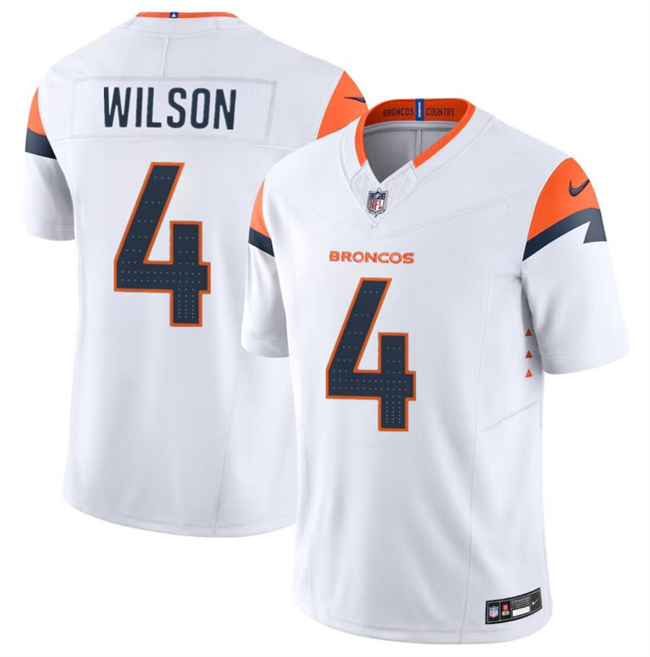 Denver Broncos #4 Zach Wilson White 2024 F.U.S.E. Vapor Limited Stitched Jersey