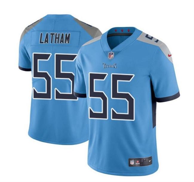 Tennessee Titans #55 JC Latham Blue 2024 Draft Vapor Limited Stitched Jersey