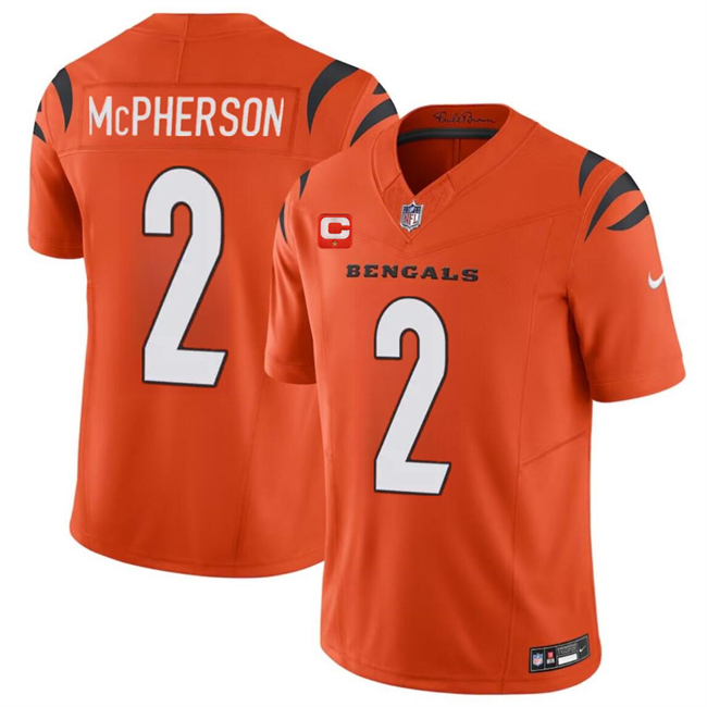 Cincinnati Bengals #2 Evan McPherson Orange 2024 F.U.S.E With 1-Star C Patch Vapor Untouchable Limited Stitched Jersey