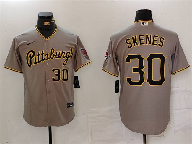 Pittsburgh Pirates #30 Paul Skenes Gray With Patch Stitched Jersey