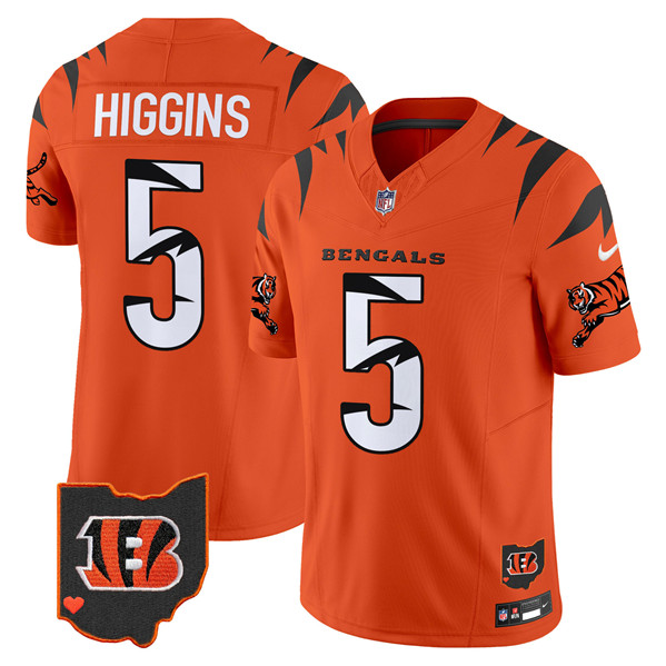 Cincinnati Bengals #5 Tee Higgins Orange F.U.S.E. Special Vapor Untouchable Limited Stitched Jersey