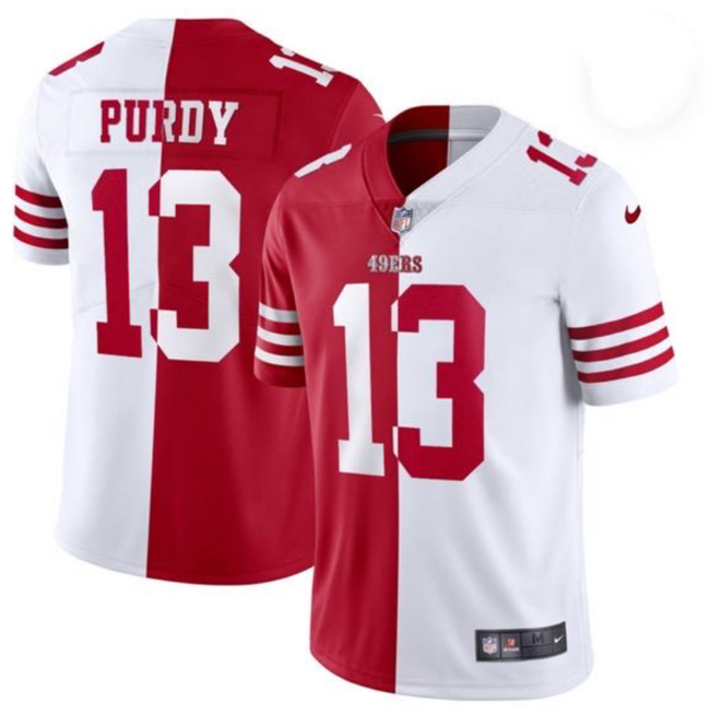 San Francisco 49ers #13 Brock Purdy Red White Split Limited Stitched Jersey