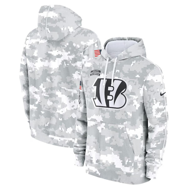 Cincinnati Bengals 2024 Arctic Camo Salute To Service Club Fleece Pullover Hoodie